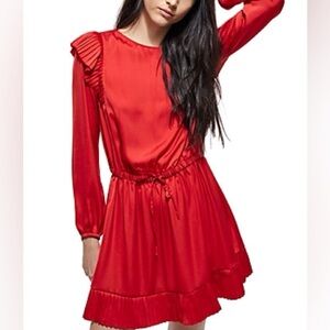 The Kooples Pleated Tiered Shoulder Dress In Red57